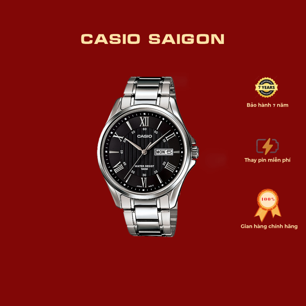 (Chính Hãng) Đồng Hồ Casio Nam MTP-1384D Dây Kim Loại Size 41mm Chống Nước 100m - Bảo Hành 7 Năm