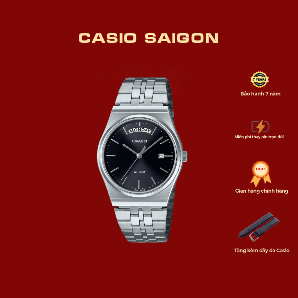 (Chính Hãng) Đồng Hồ Nam Casio MTP-B146D Dây Kim Loại Size 46×35mm-Bảo Hành 7 năm