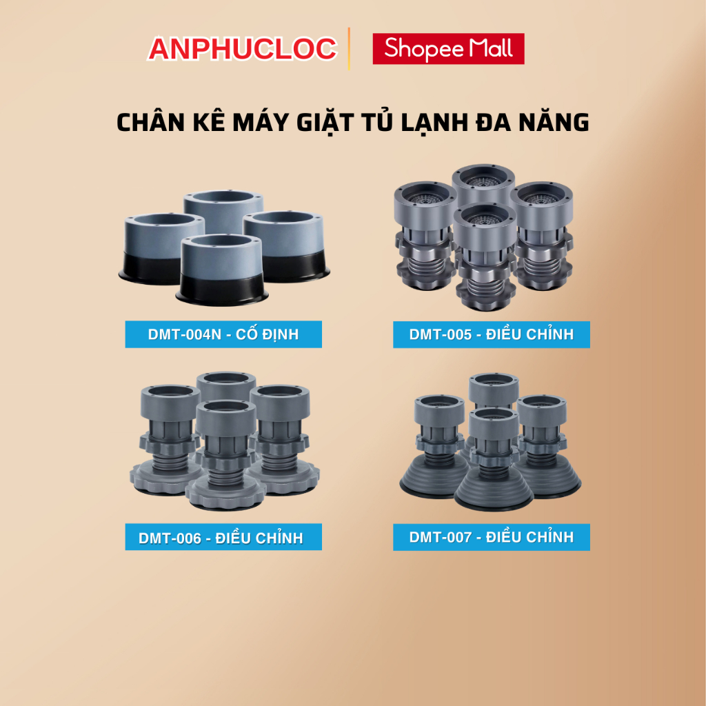 Chân kê rời dùng cho máy giặt, tủ lạnh, bếp gas điều chỉnh độ cao Daimito