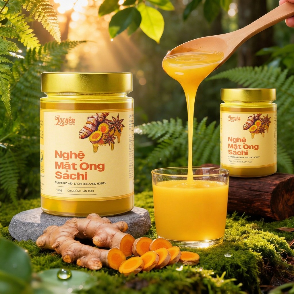 Nghệ Mật Ong Sachi Nguyên Chất Lạc Yên Foods – 100% Thành Phần Tự Nhiên, Vị Thơm Dịu, Dễ Uống