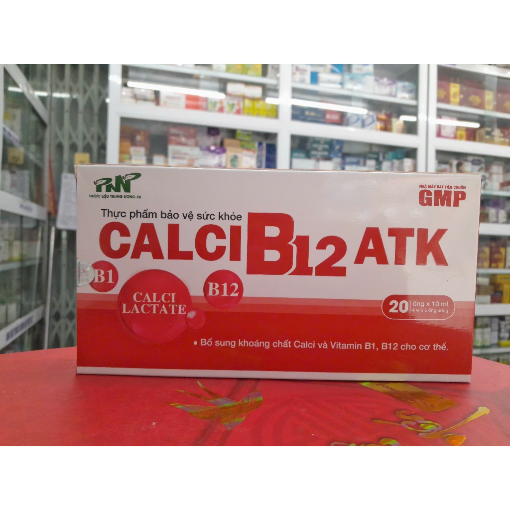 Canxi nước hữu cơ - Calci B12 ATK - Bổ sung Canxi và Vitamin B1 ,B12 cho cơ thể - Hộp 20 ống