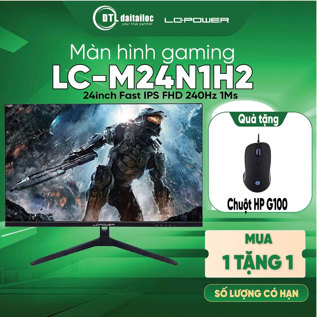 Màn hình Gaming LC-POWER LC-M24N1H2 24inch Fast IPS FHD 240Hz 1ms HDMI DP I Chính hãng I Bảo hành 36