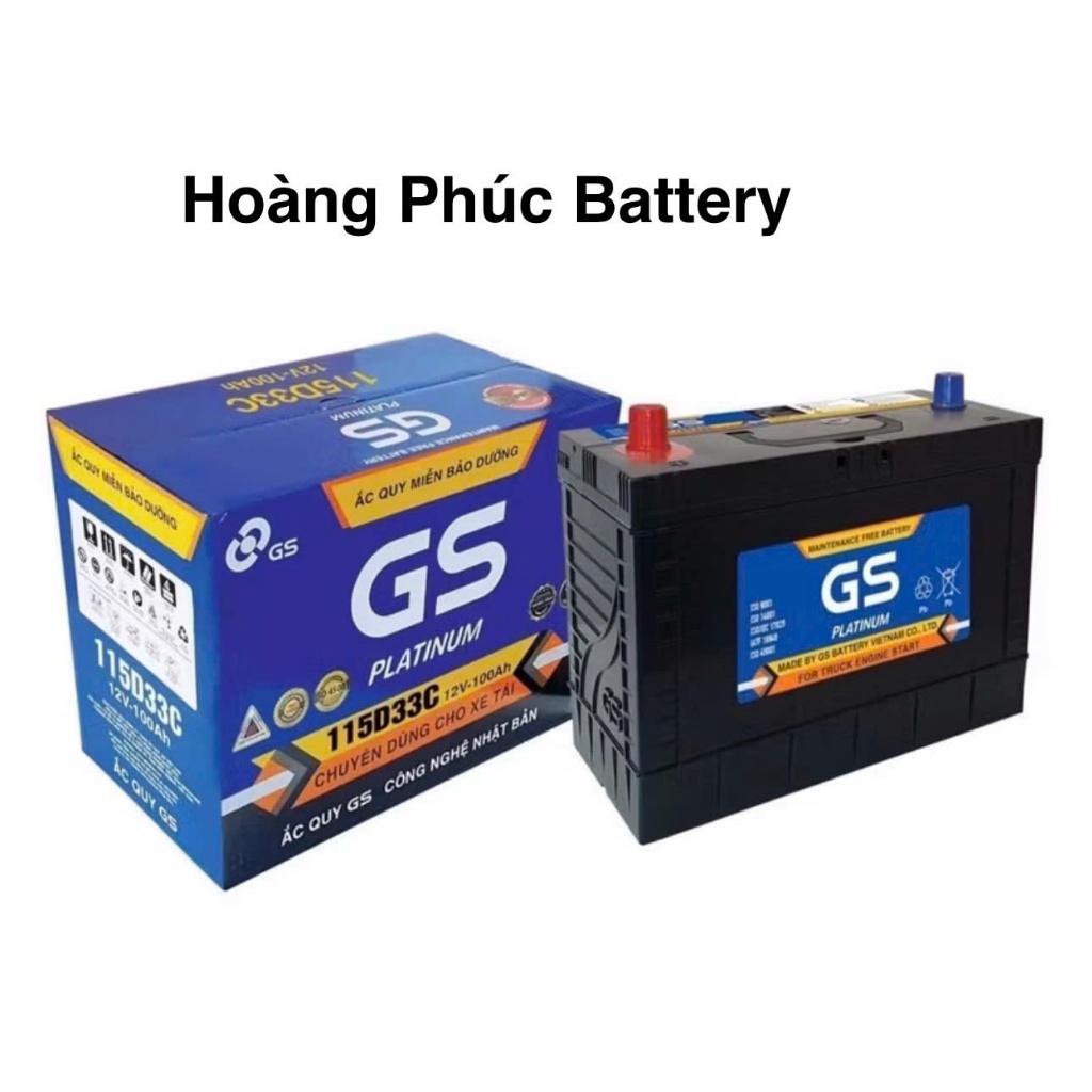 Bình ắc quy ô tô GS MF 115D33C, 12V - 100Ah lắp Kia K200, Kia K250