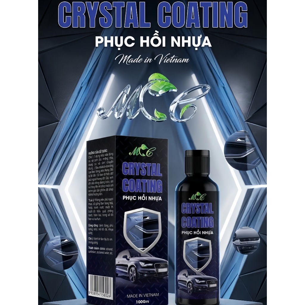 Dung dịch Phục hồi Nhựa nhám MCC Crystal Coating 100g - Làm mới nhựa đen, chống nước, bảo vệ bề mặt 