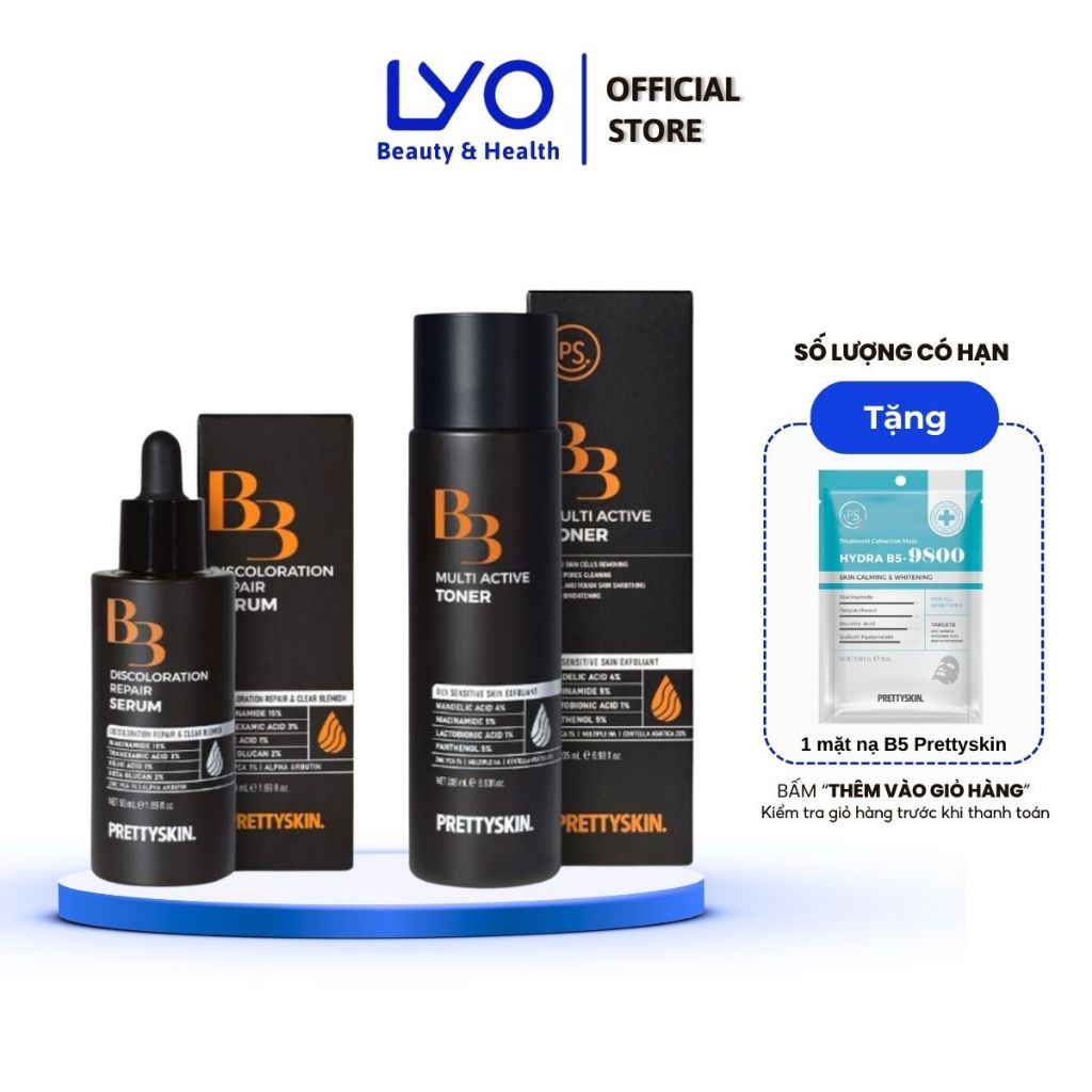 Nước Hoa Hồng & Tinh Chất Phục Hồi Da, Mờ Thâm Prettyskin B3 Discolororation Repair Serum/B3 Multi A