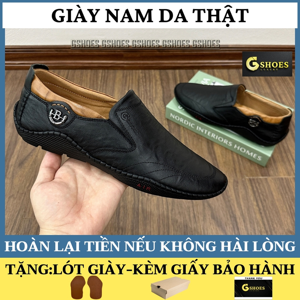 Giày lười nam da bò mềm mại đế cao su êm chân khâu chỉ bảo hành 1 năm TK0105