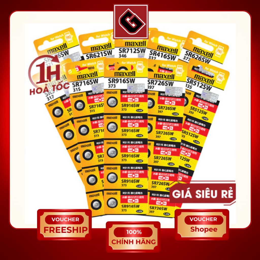 Pin Maxell SR626 / SR621/ SR920 / SR726 / SR616 / SR521 / SR716/ SR721/ SR516 /SR927 (Đồng Hồ Đeo Tay) - Chính Hãng