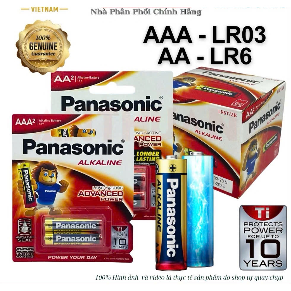 Pin AA - AAA Panasonic Alkaline vỉ 2 viên LR6T/2B - LR03T/2B Pin Tiểu / Đũa hàng chính hãng cao cấp