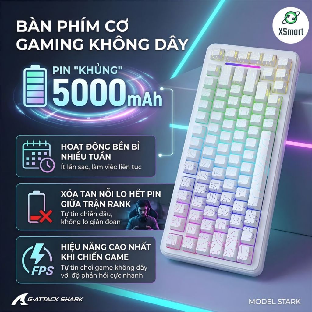 Bàn Phím Gaming Không Dây Rapid Trigger Attack Shark X82 PRO HE LED RGB 3 Mode Pin Sạc Keycap PBT | BigBuy360 - bigbuy360.vn