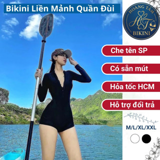 Bikini Liền Mảnh Nữ Khóa Kéo, Đồ Bơi Nữ Dáng Quần Đùi Thun Lạnh Kín Đáo Co Giãn Tôn Dáng MS-S01