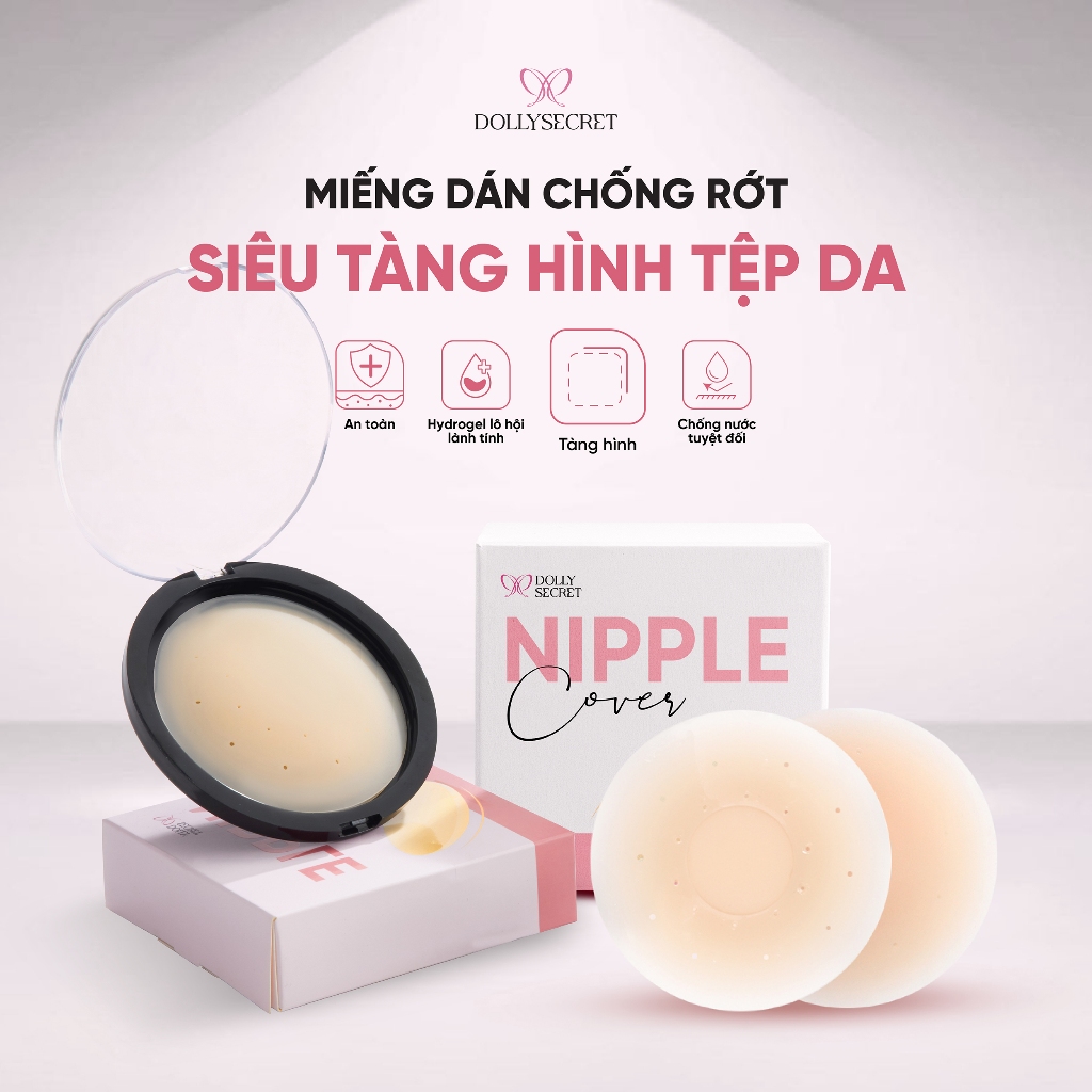 [COMBO] Miếng Dán Ngực Tàng Hình Hydrogel Lô Hội Bảo Vệ Nhũ Hoa DOLLYSECRET Chống Rớt Tái Sử Dụng Nhiều Lần
