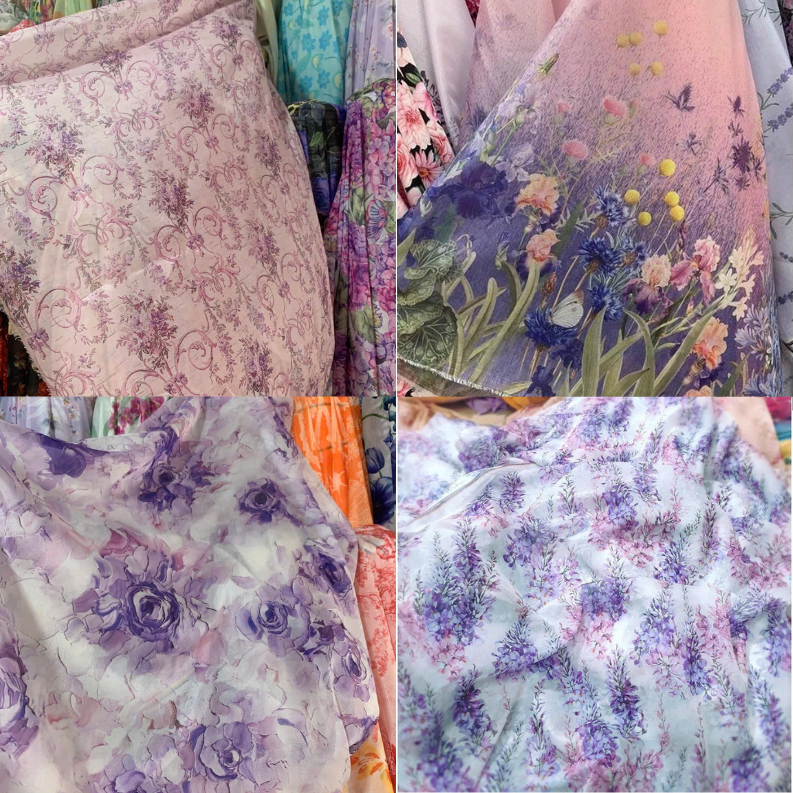 ⚡Nhiều mẫu⚡Vải Tơ Óng Hoa đẹp sang - Khổ 1,5m - vải tơ hoa may maxi, may đầm, may áo váy...