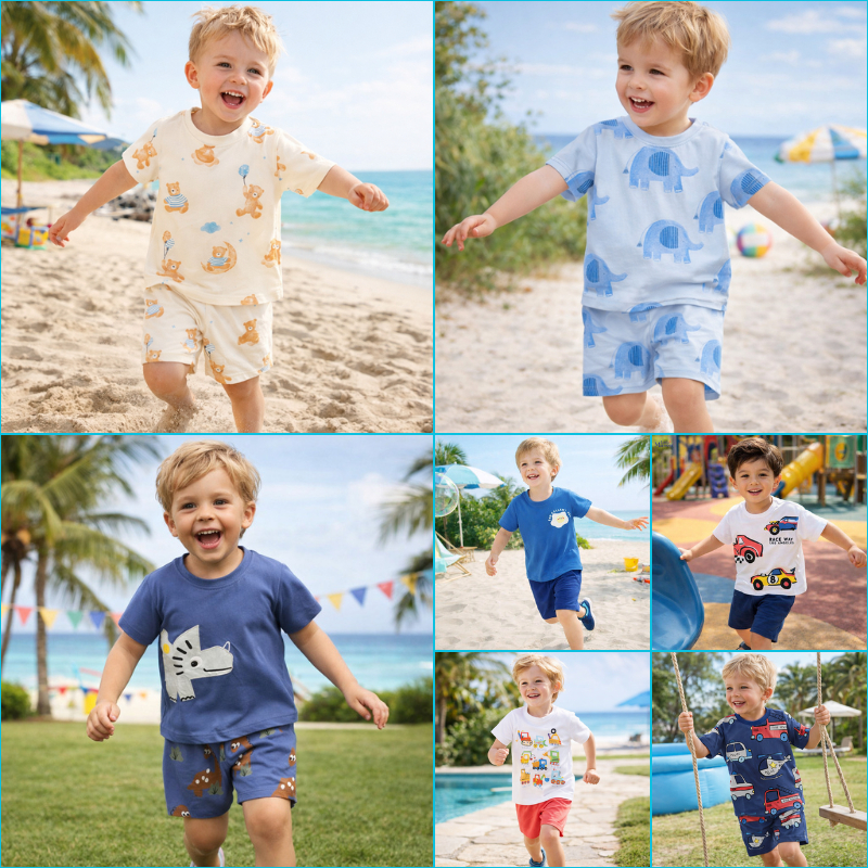 Bộ Thun Cotton Little Maven, Malwee, Bộ Hè Hoạ Tiết Cho Bé Trai 2-7 Tuổi Mẫu Mới JBS3 - Jumping Bean