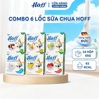 (Mới) Combo Sữa chua Hoff mix 6 vị trái cây cho bé ăn dặm hỗ trợ tiêu hóa 6 lốc ( 24 hộp x 55g)