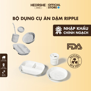 Bộ Dụng Cụ Ăn Uống Đa Năng Ripple HEORSHE cao cấp đế hút chân không lớn chắc chắn cho bé từ 6 tháng