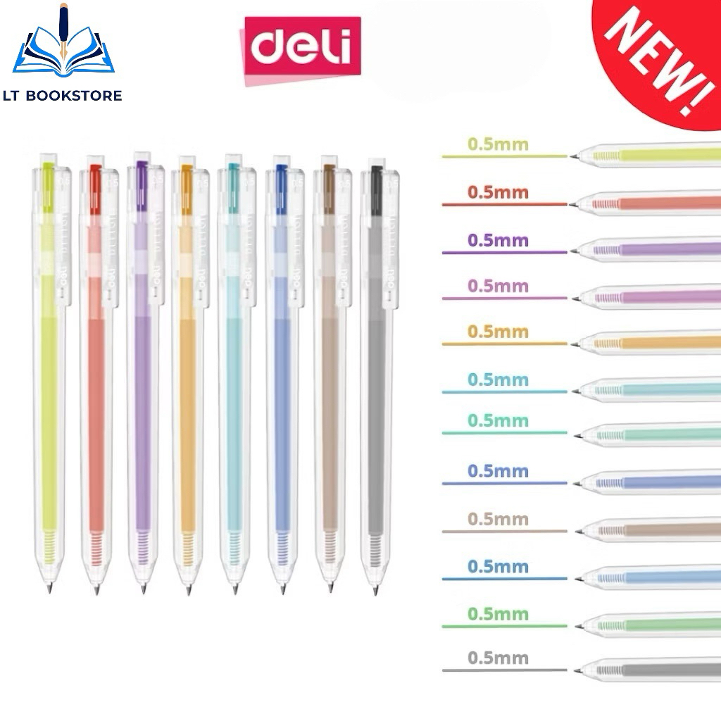 Hộp 12 Bút Gel Deli G118 Chính Hãng – Nét 0.5mm, Viết Mượt, Màu Sắc Tươi Sáng, Dành Cho Học Sinh & V