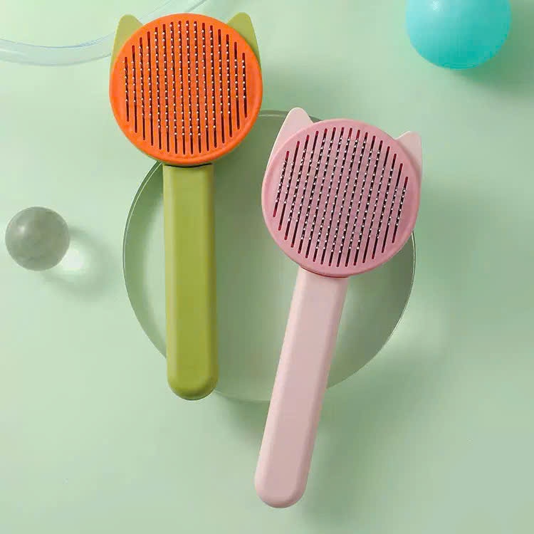 Lược Chải Lông Cho Chó, Mèo Thú Cưng Hình Tai Mèo Có Nút Bấm Đẩy Lông KA PET - KA15