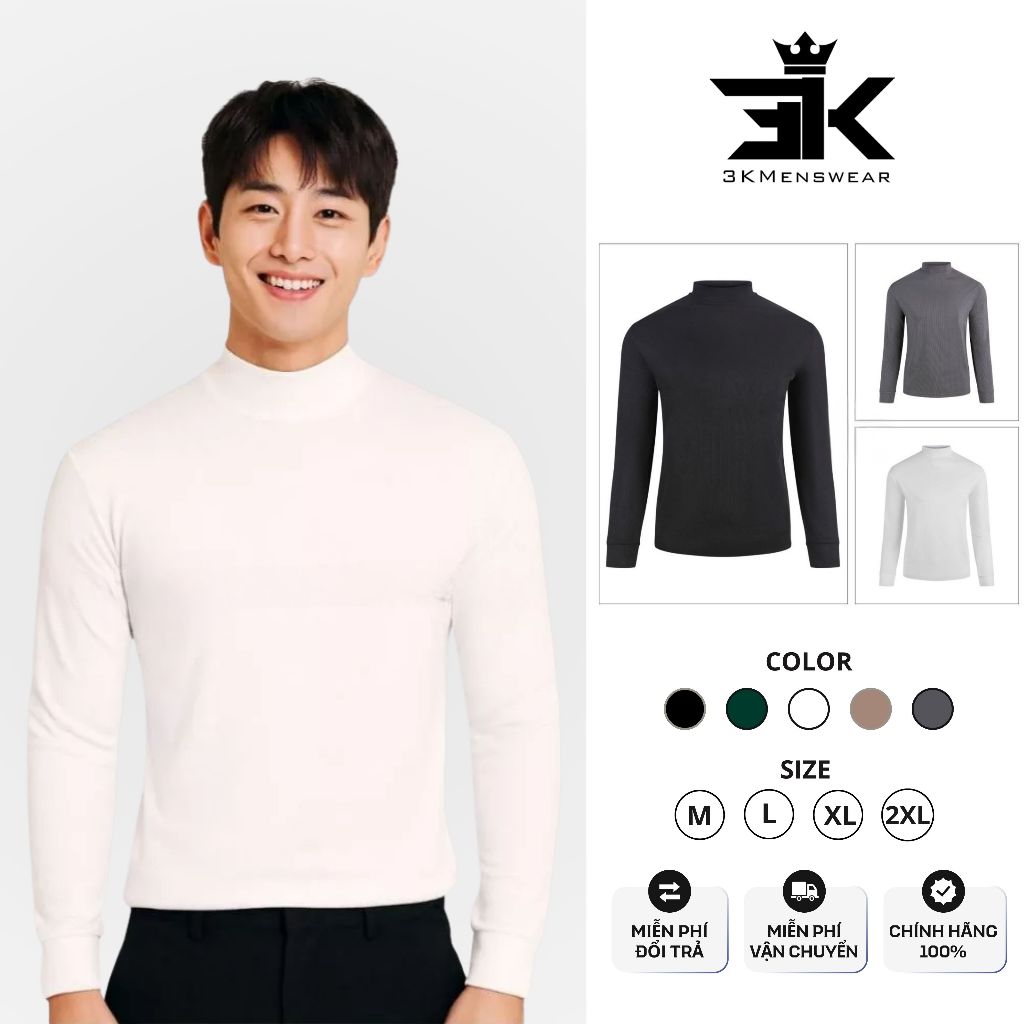 Áo giữ nhiệt, áo thun thể thao dài tay 3KMENSWEAR chất liệu thun gân tăm co giãn 4 chiều (Combo 2-3)