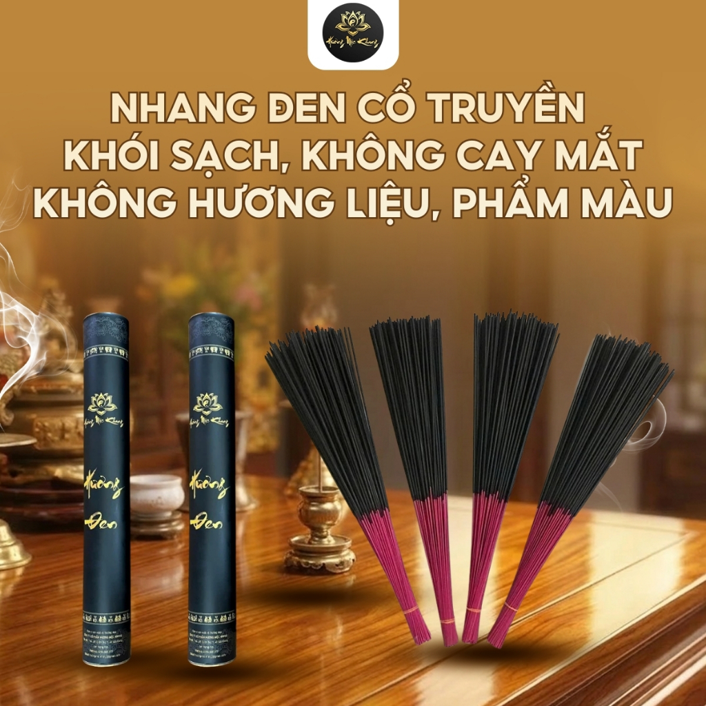 Nhang Đen Cổ Truyền - Khói sạch, cháy đều, không cay mắt, không hương liệu, phù hợp cả không gian kín