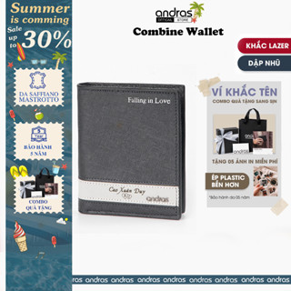[Khắc Tên/Dập Nhũ] Ví nam phối màu Combine Wallet da Saffiano nhỏ gọn bóp nam cao cấp dáng đứng -V13