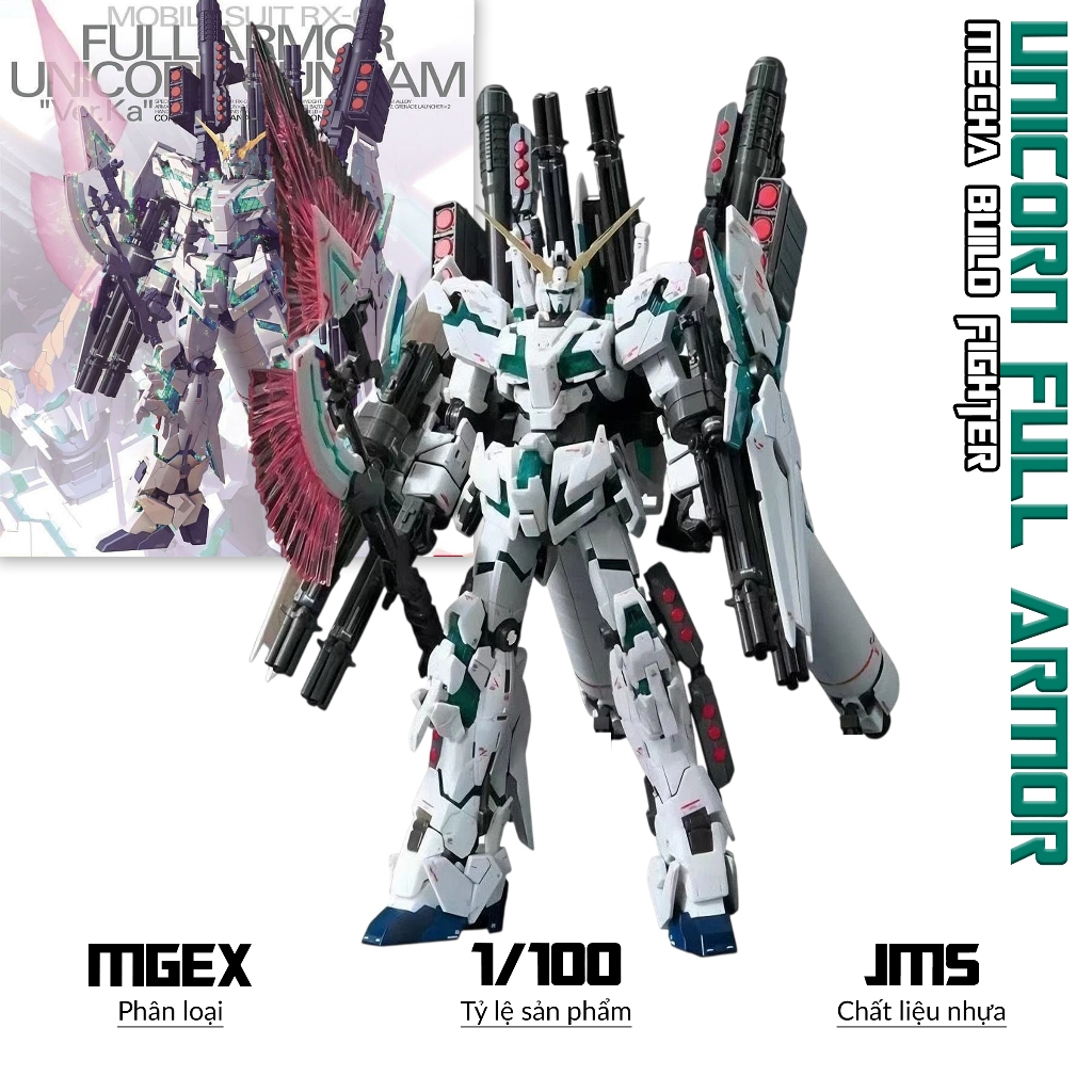Mô hình JMS MGEX Unicorn Full Armor, 1/100 Mecha, Đồ chơi lắp ráp nhựa