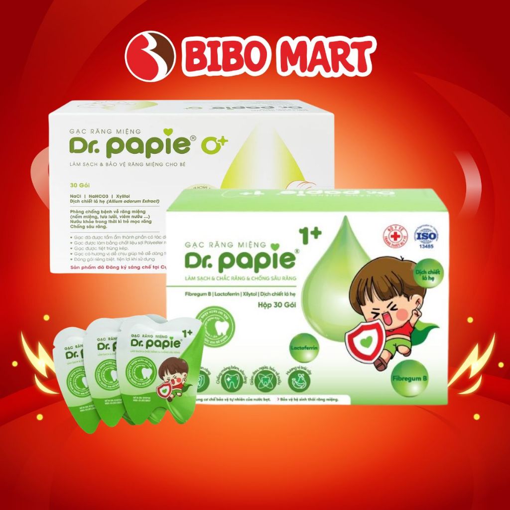 Gạc Rơ Lưỡi Dr.Papie Làm Sạch Răng Miệng Lưỡi Nướu, Chống Sâu Răng Cho Bé- Bibomart