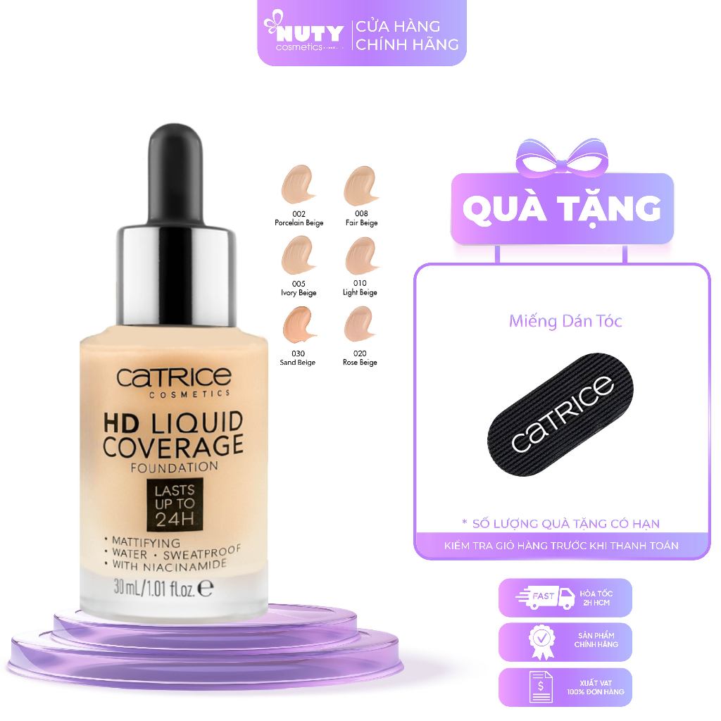 Kem Nền Catrice Che Phủ Tự Nhiên HD Liquid Coverage Foundation (30ml)