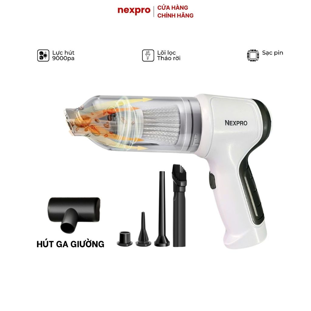 Máy Hút Bụi Cầm Tay Mini Không Dây 6 Đầu Hút, Máy Hút Bụi Ô Tô, Giường Nệm, Lông Chó Mèo