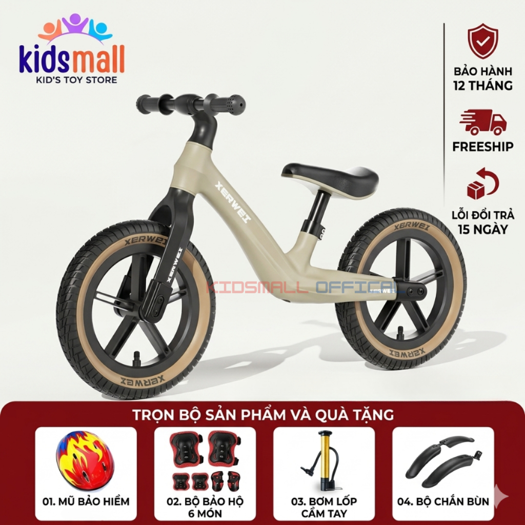 Xe Thăng Bằng Cho Bé XERWEI – Xe Chòi Chân Siêu Nhẹ 12/14 Inch, Tải Trọng 70…