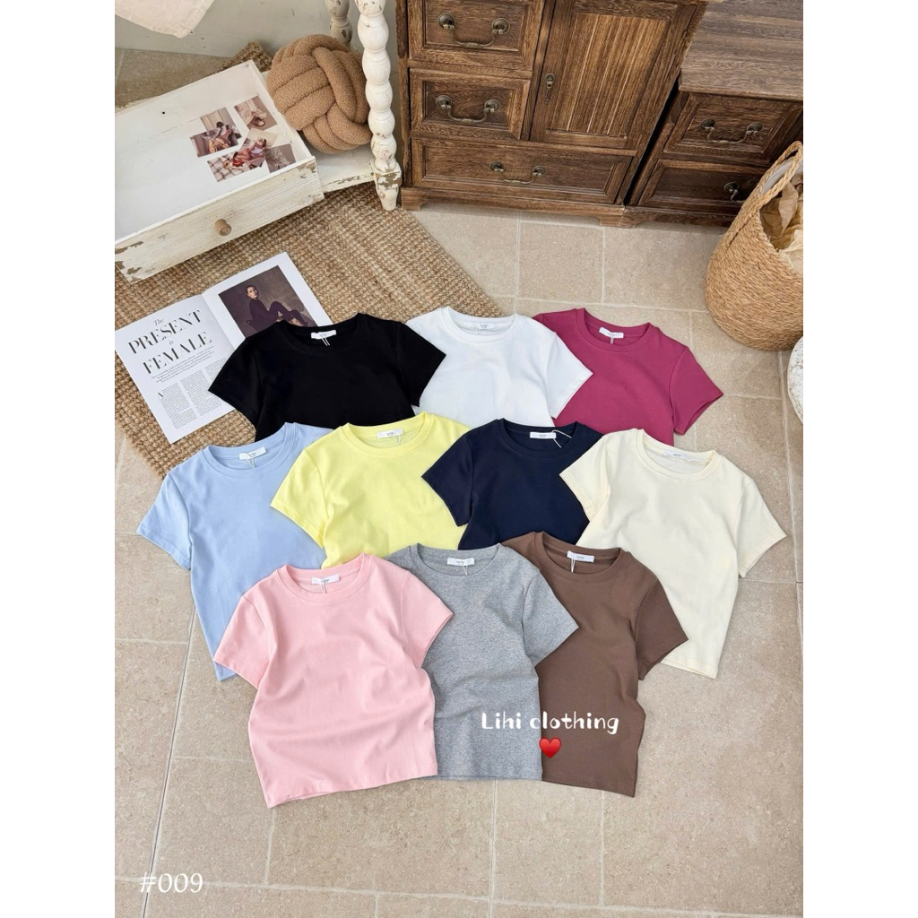 Áo phông trơn croptop nhiều màu hàng Quảng Châu Nafan 009