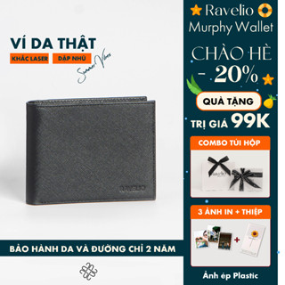 [Khắc tên / Dập nhũ] Ví nam Murphy da bò thật Ravelio cao cấp da Saffiano fullbox làm quà tặng V103