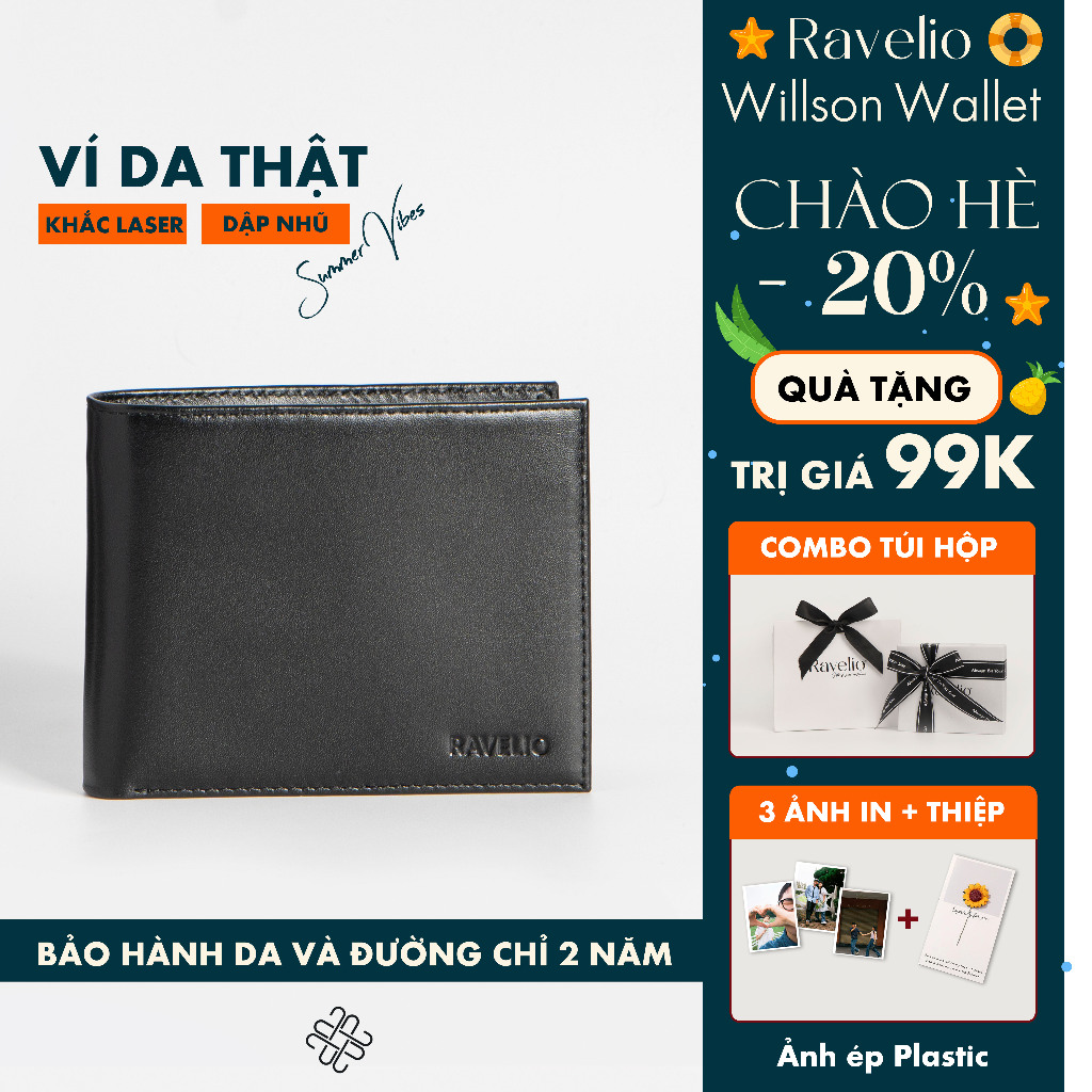 [Khắc tên / Dập nhũ] Ví nam da bò thật Wilson cao cấp fullbox làm quà tặng cho người yêu - V102