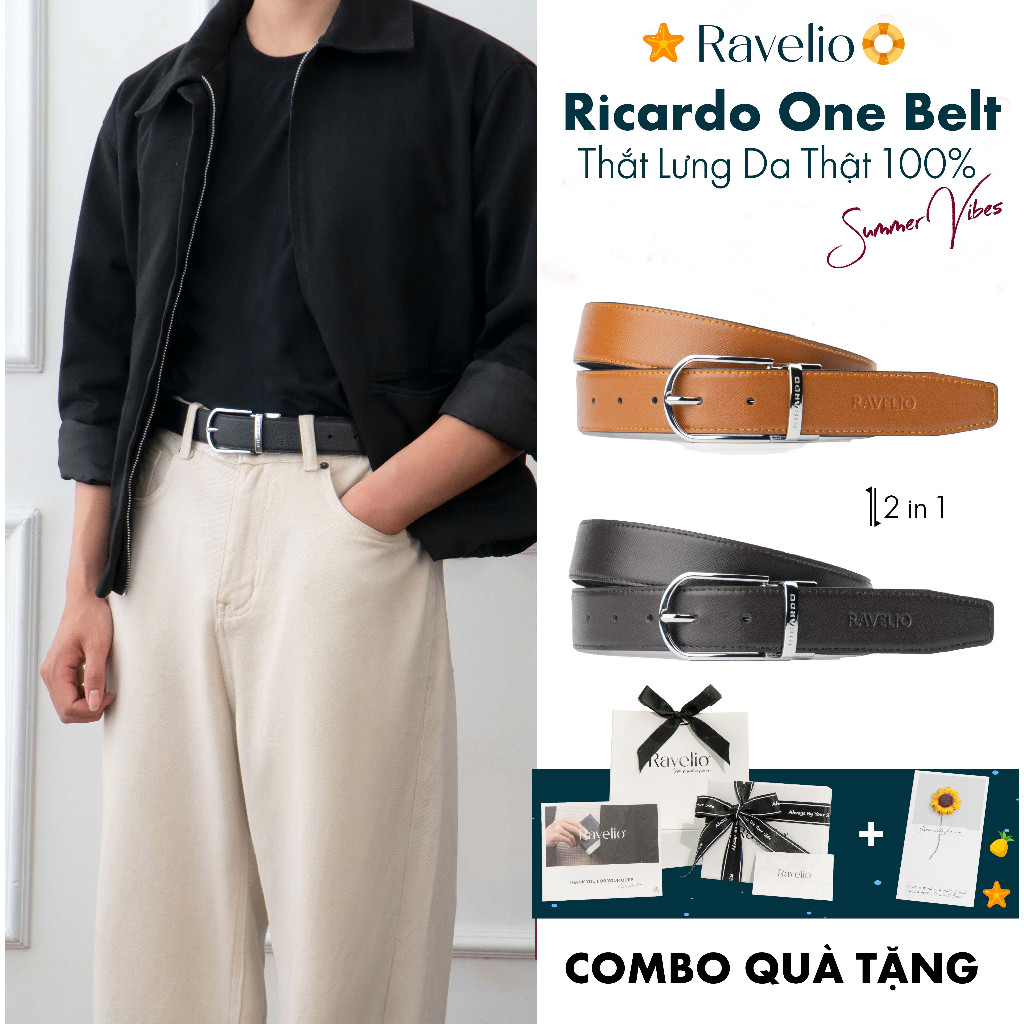 Thắt Lưng Nam Khóa Kim Da Bò Thật Ricardo One Belt Dây Lưng Nam Da Bò Ravelio Làm Quà Tặng - T101