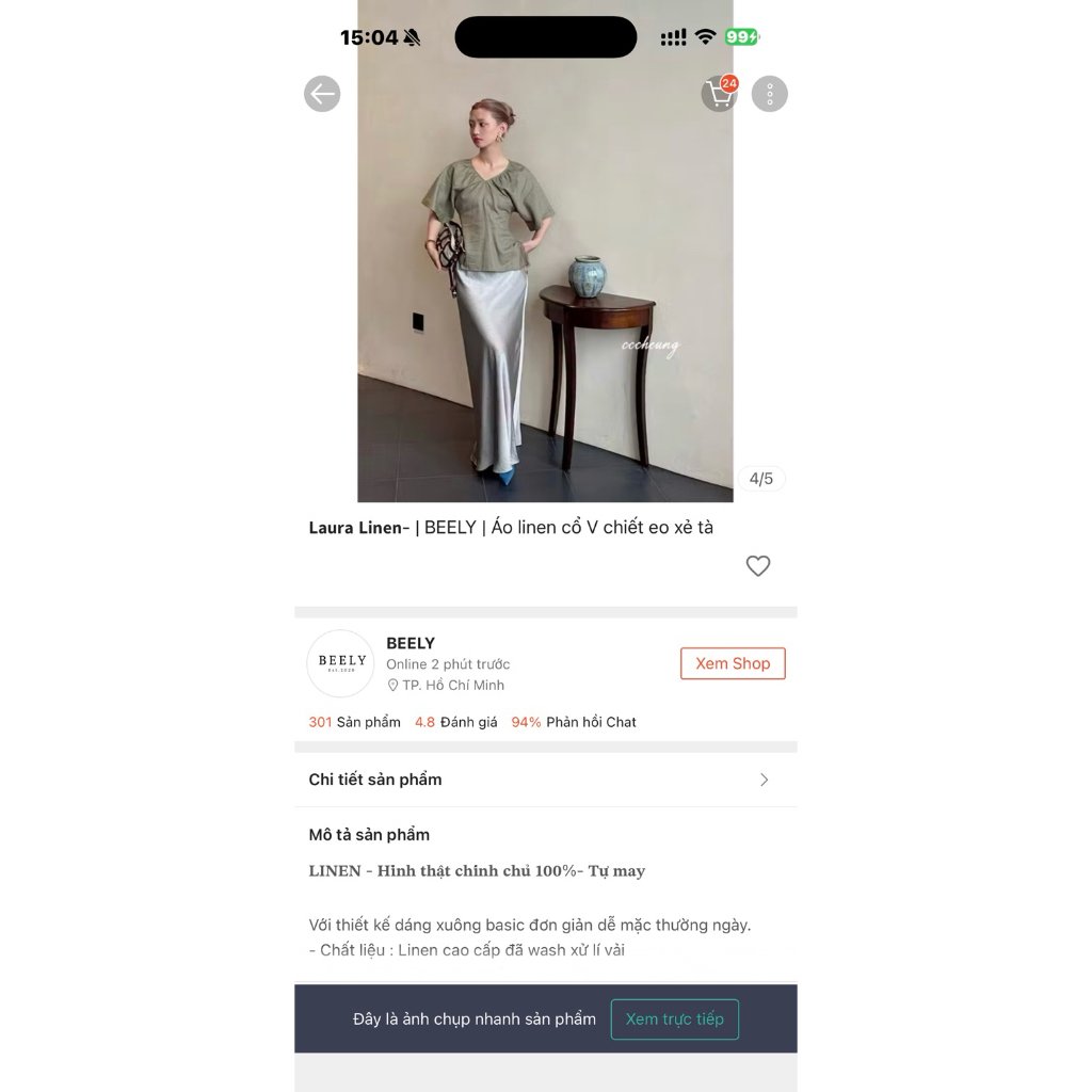 pass áo linen cổ V BEELY