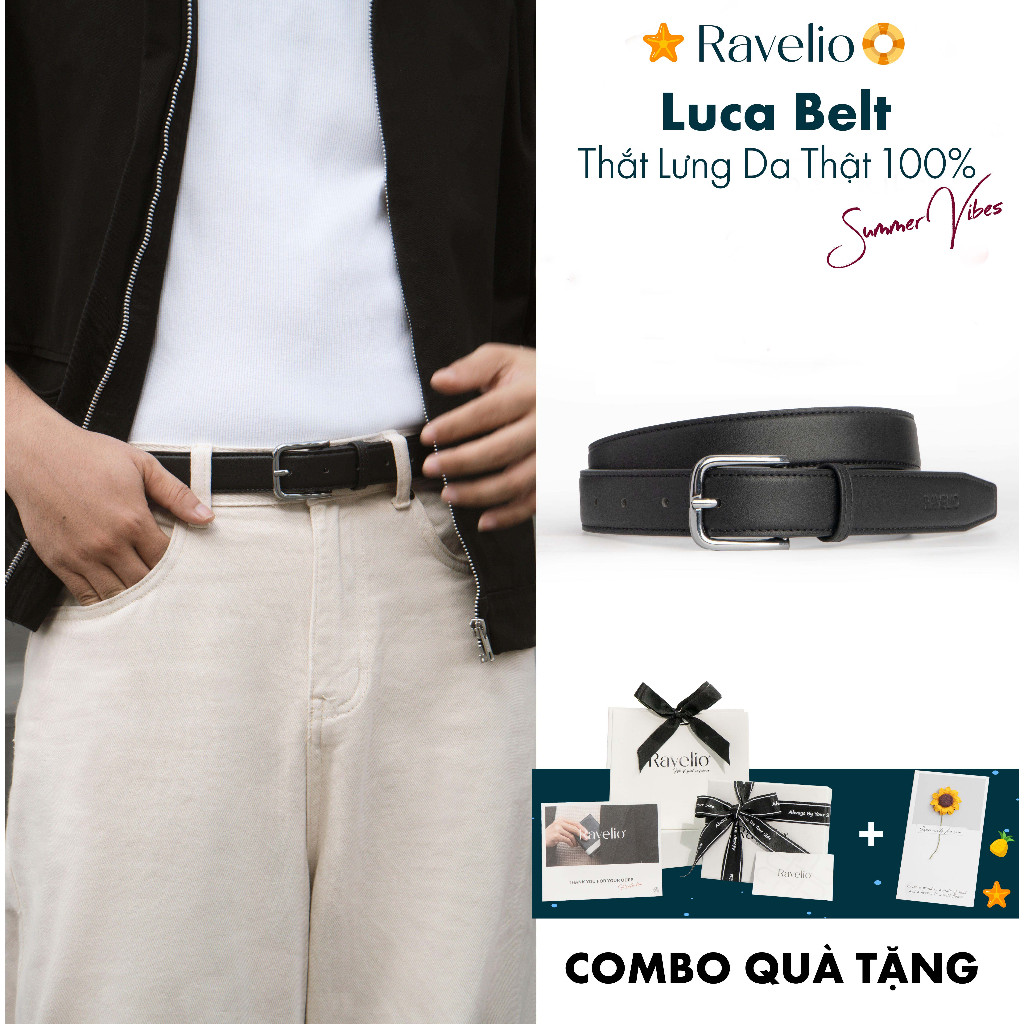Thắt lưng bản nhỏ 2.8cm nam khóa kim da Microfiber siêu bền Luca Belt cao cấp Ravelio - T106