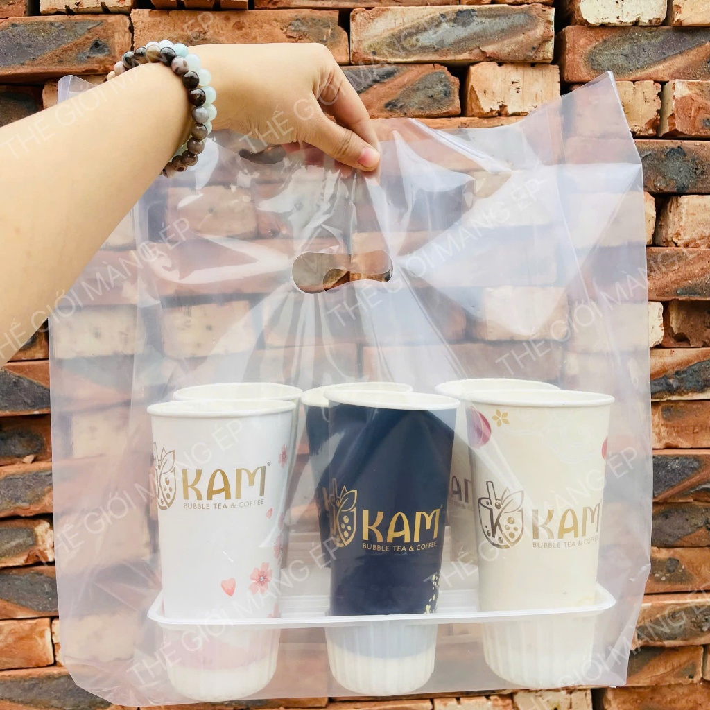Khay Ly Trà Sữa 4 Ô 6 Ô | Túi Đựng Khay Ly | Túi Nilon Đựng Ly Trà Sữa Mang Đi | Nhiều Phân Loại