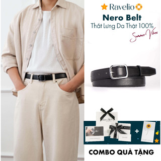 Thắt lưng bản nhỏ Nero 28 Belt size 2.8cm nam khóa kim da bò thật siêu bền cao cấp Ravelio - T116