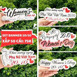 BANNER xấp 50 cái trộn đủ 5 mẫu, BANNER Ivory300gsm dày dặn, in sắc nét (set to)