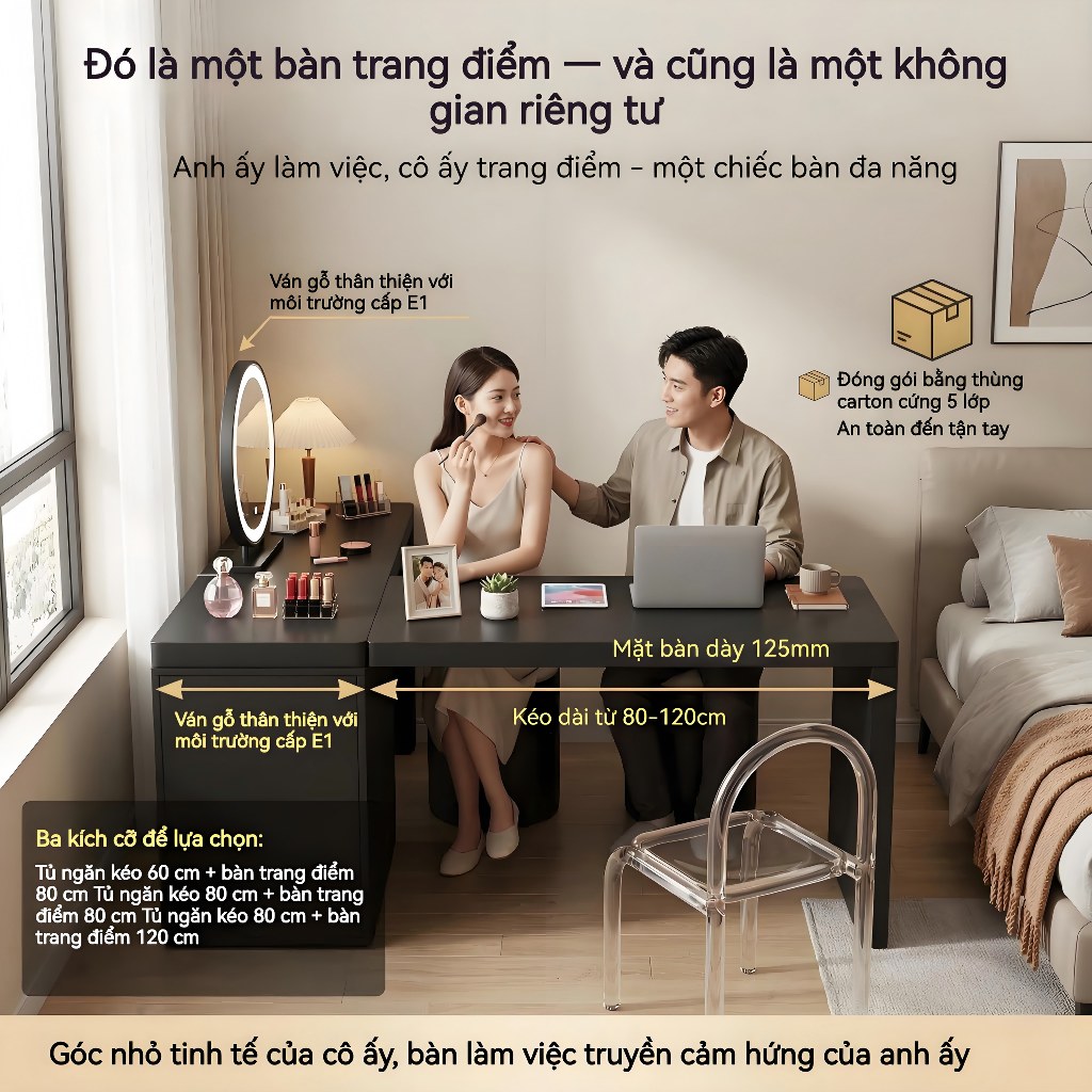 ALVIN Bàn trang điểm Có ngăn kéo Có thể mở rộng Linh hoạt Có sẵn  Sẵn sàng giao hàng | BigBuy360 - bigbuy360.vn