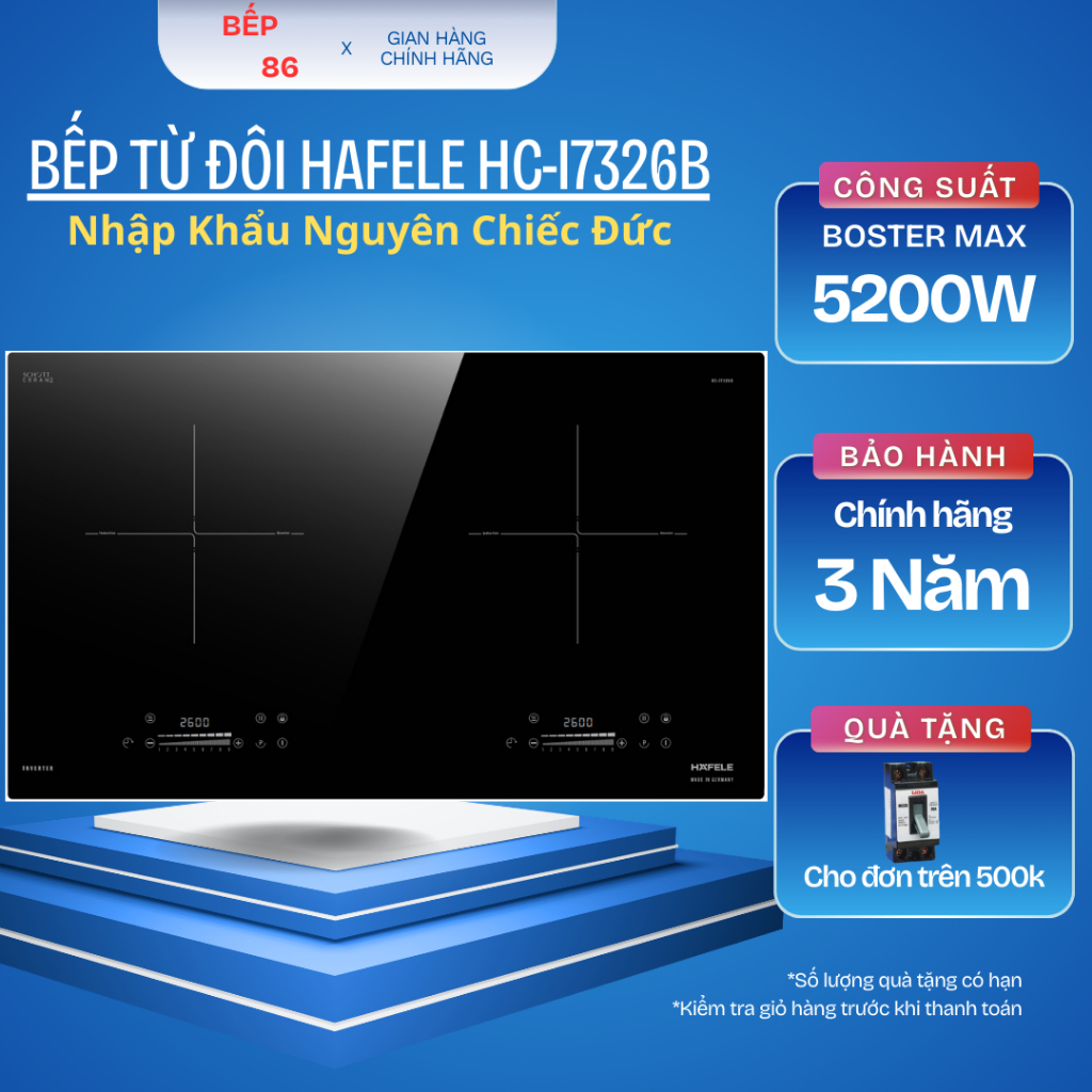 Bếp từ 2 vùng nấu Inverter nhập khẩu Đức Hafele HC-I7326B | 533.09.989