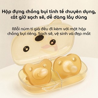 Núm ti giả KidAndMom siêu mềm đầu tròn và dẹt silicone bạch kim cho bé 0m+ tới 18 tháng chống hô