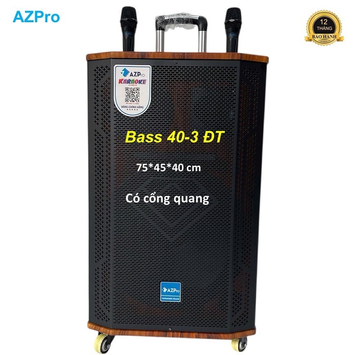 Loa kéo Bluetooth chính hãng AZpro,AZ-C655,bass 40-3 đường tiếng có cổng quang,mạch 12 núm chỉnh