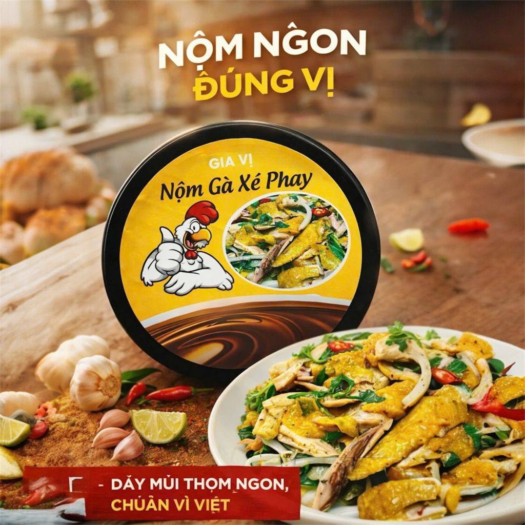 Gia Vị Làm Gỏi Gà Trộn Sẵn Nhà Làm Chuẩn Vị Hộp 200gr - Gia Vị Nộm Gà Xé Phay