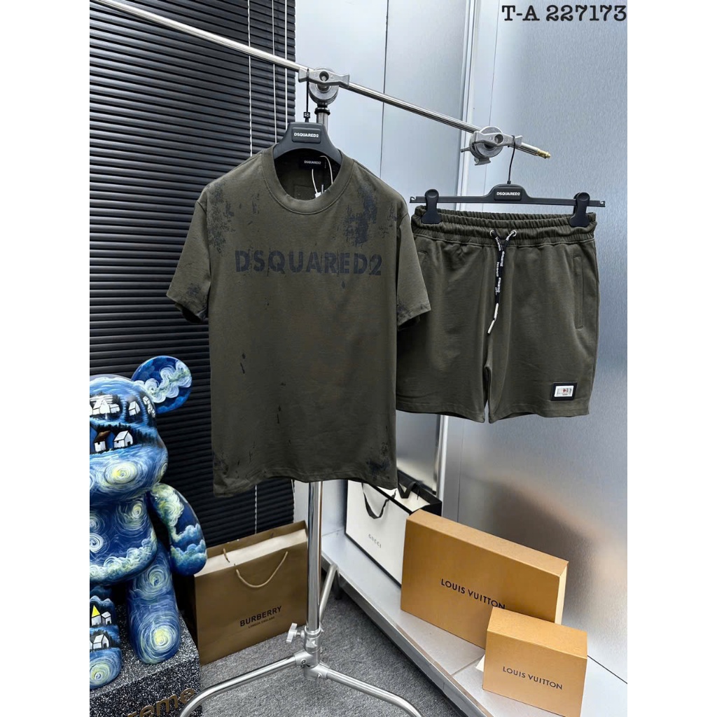 Set Bộ Cộc Nam DSQ in ngực Mùa Hè Siêu Đẹp - Đồ Bộ Cộc Hè Nam Nữ Chất Áo Cotton DSQuared