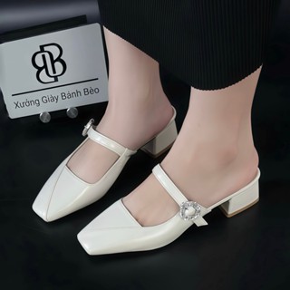 Dép Sục Cao Gót Nữ Mũi Vuông đính đá êm nhẹ mềm cao 5cm 3cm - Xưởng Giày Bánh Bèo mã DepsucA