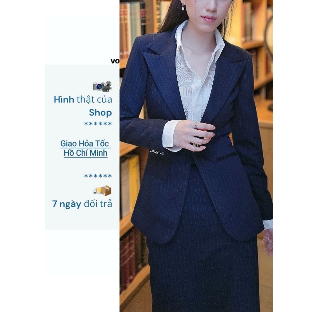 Bộ Vest Sọc Xanh Đen by VoNgoc