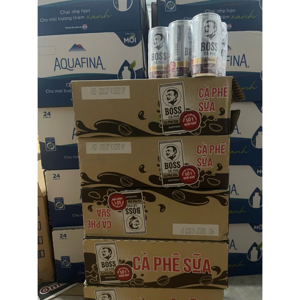 Thùng 24 lon cà phê sữa Boss 180ml của pepsico thơm ngon...