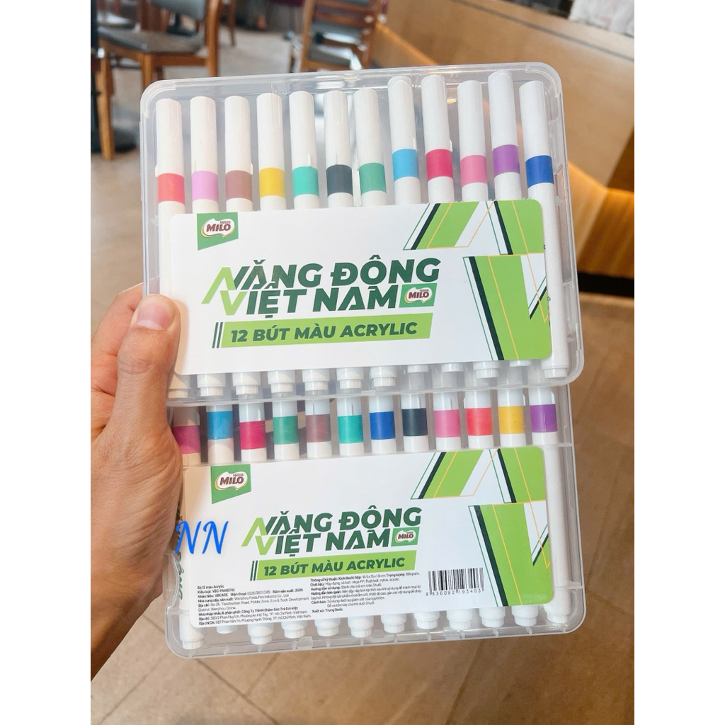 Hộp 12 bút màu Acrylic - Hkm Milo