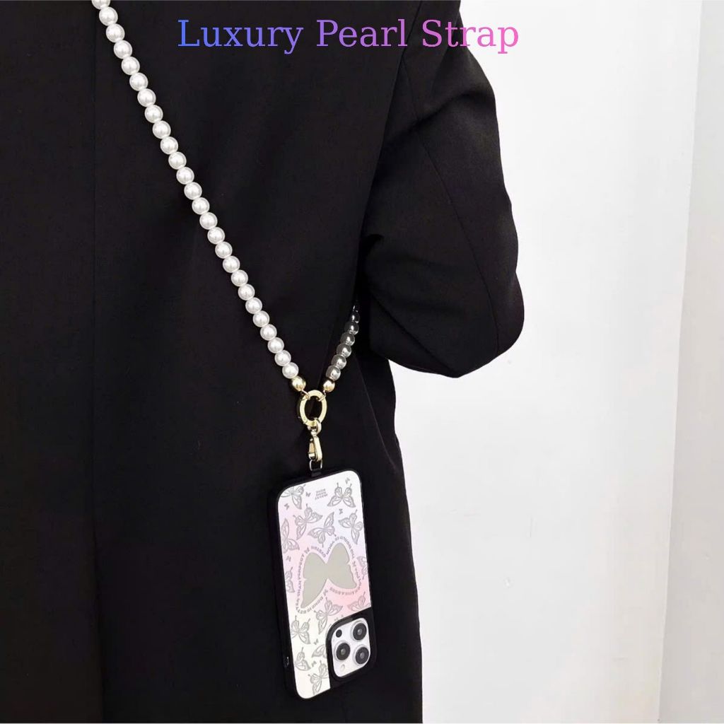 Dây đeo điện thoại ngọc trai cao cấp phong cách Hàn, đeo chéo nữ tính, sang trọng - ST120-TR-PE01