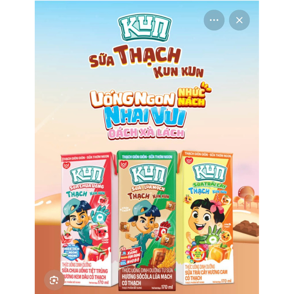 1 Thùng Sữa Trái Cây Kun Thạch Hộp 170ml